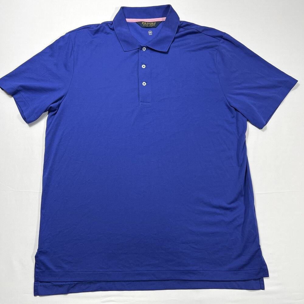 Ralph Lauren Polo Golf Shirt Solid Blue Mens Sz L Large No CC Logos Used